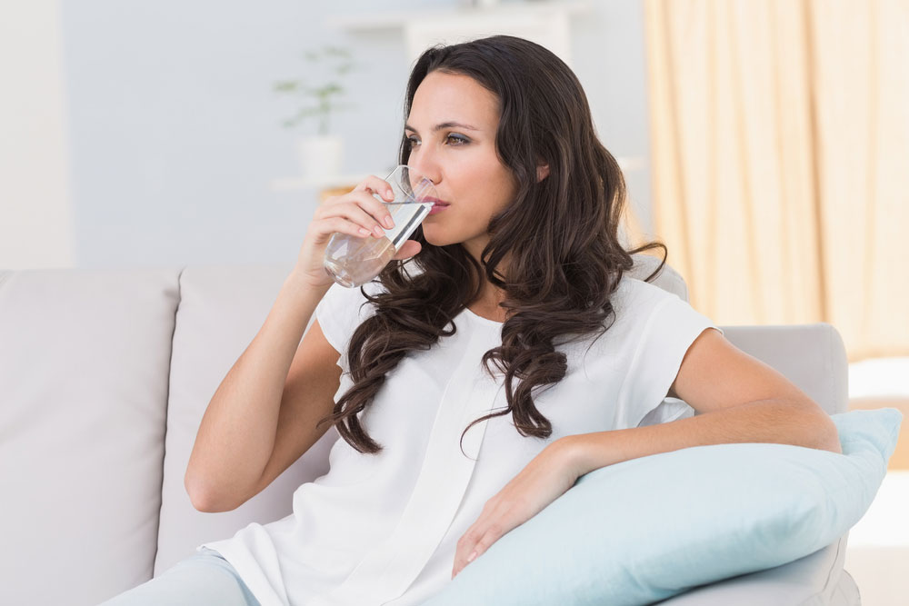 Lady drinking cool water