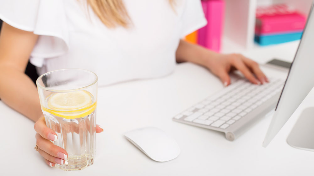 glass of cold water and lemon