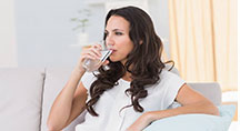 Lady relaxing drinking water